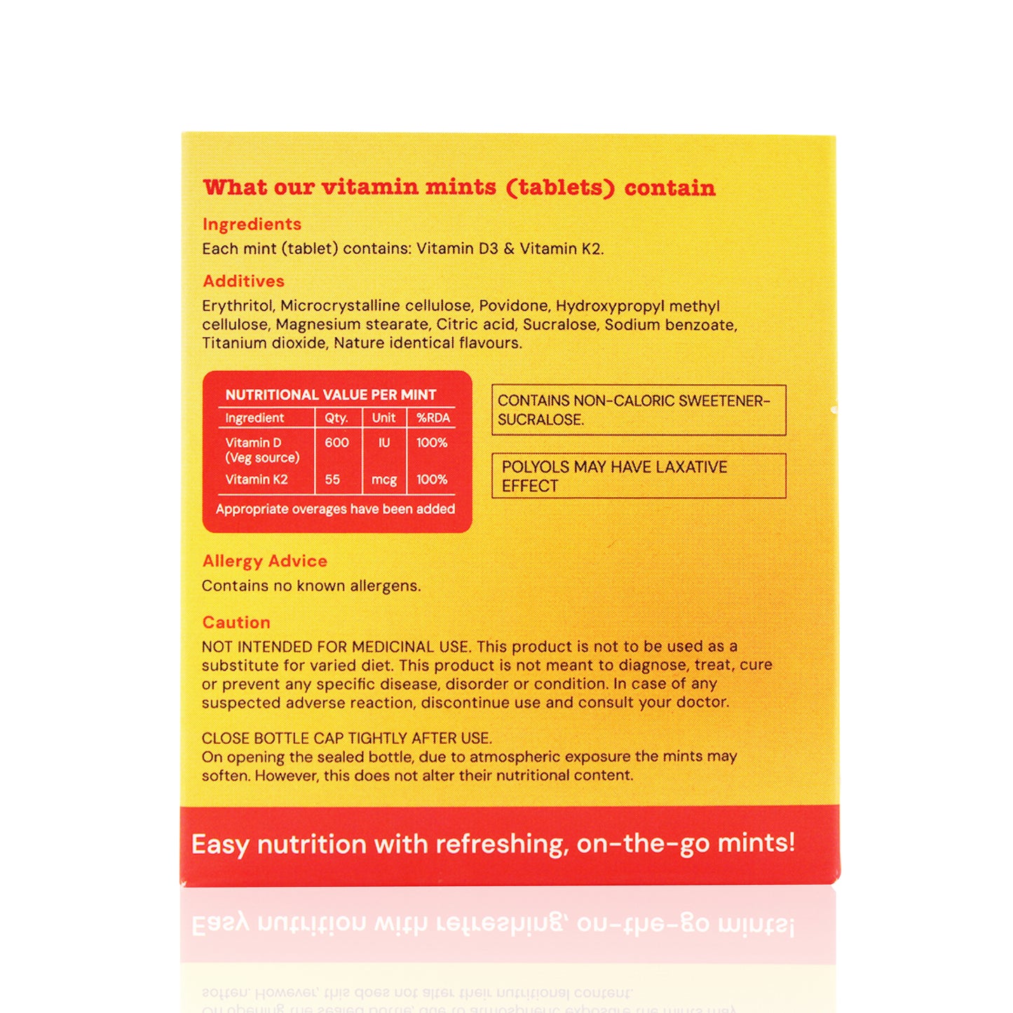 Vitamin D3 and K2 Tablets Mints contain